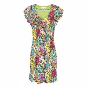 Madison Leigh Women’s Floral Pleated Smocked Midi Dress.  Size 8